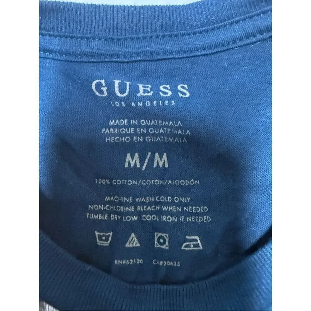 NWT GUESS Los Angeles Men’s Short Sleeve T-Shirt Size M Blue w/Dark Silver - Picture 4 of 6